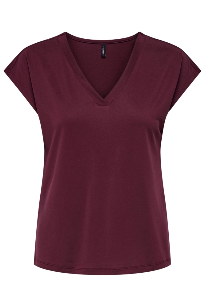 ONLFREE LIFE S/S MOD.V-NECK TOP JRS 15287041 Tawny Port